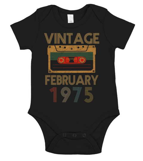 Birthday February 1975 Vintage Short Sleeve Baby One-Piece