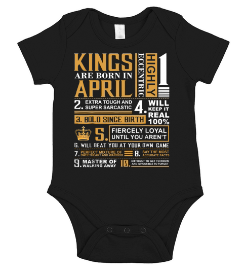 Birthday Gifts Kings are Born In April T-Shirt Short Sleeve Baby One-Piece