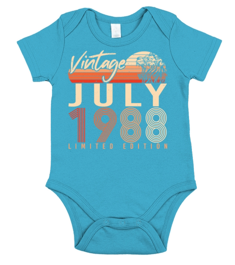 Birthday Greeting For July 1988 Short Sleeve Baby One-Piece