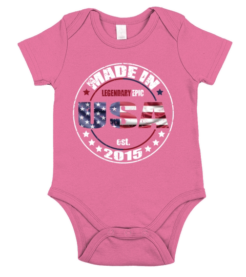 Birthday Saying Born USA 2015 Short Sleeve Baby One-Piece