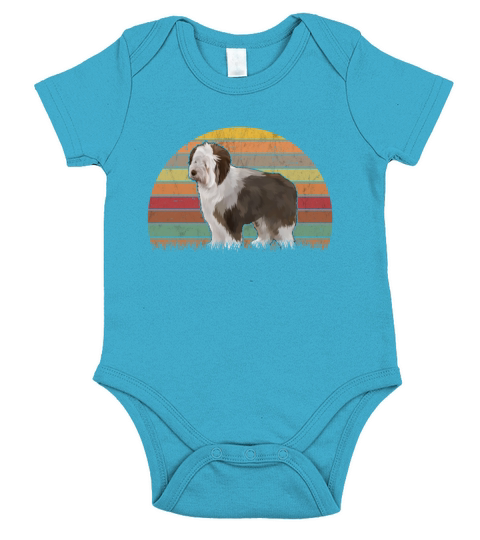 Bobtail Retro Old English Sheepdog Vintage Short Sleeve Baby One-Piece
