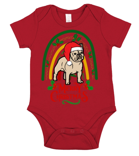 Christmas French Bulldog Kawaii Short Sleeve Baby One-Piece
