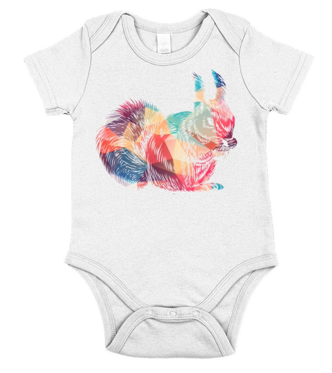 Colorful Squirrel Art Retro Rodent Short Sleeve Baby One-Piece