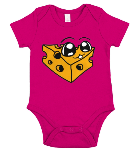cute cute face alive cheese holes gauda comic cart Short Sleeve Baby One-Piece