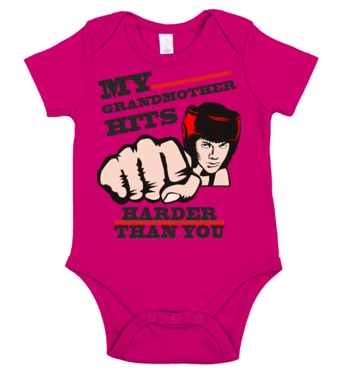 Grandmother gift meme boxing funny humor fist Short Sleeve Baby One-Piece