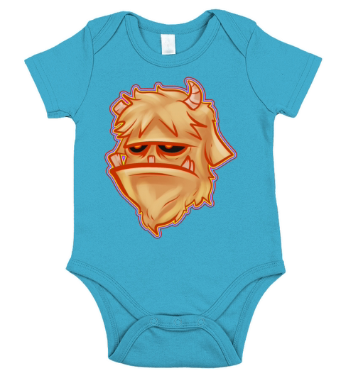 Grumpy Brown Monster With Horns Halloween Short Sleeve Baby One-Piece