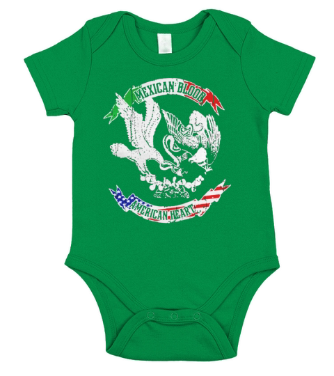 Mexican Blood American Heart Short Sleeve Baby One-Piece