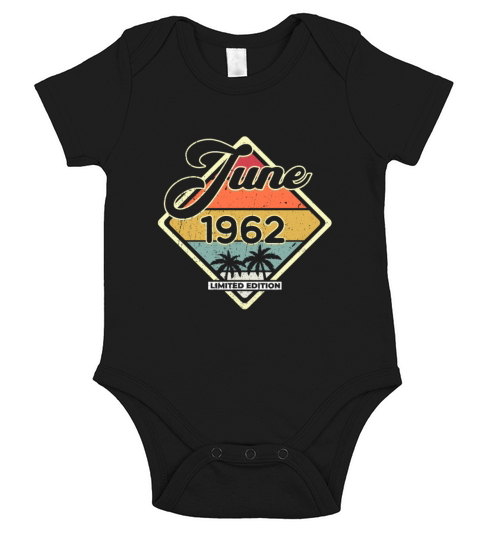 Vintage 60th Birthday June 1962 Sports Gift Short Sleeve Baby One-Piece
