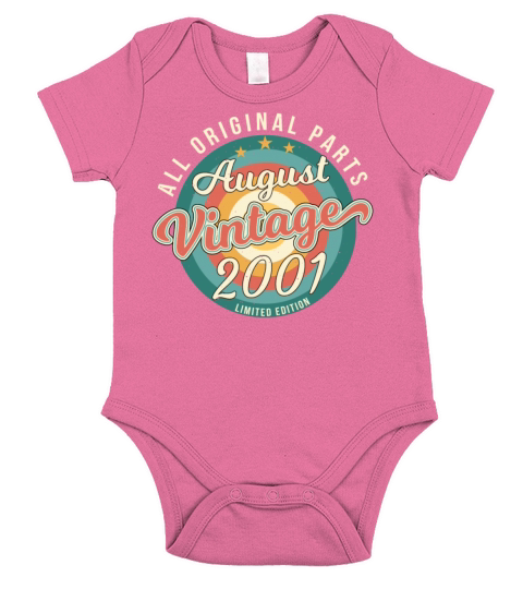 Vintage August 2001 Short Sleeve Baby One-Piece