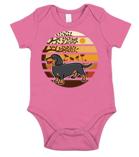 Vintage Dachshund Weiner Sausage Dog Animal Lover Short Sleeve Baby One-Piece