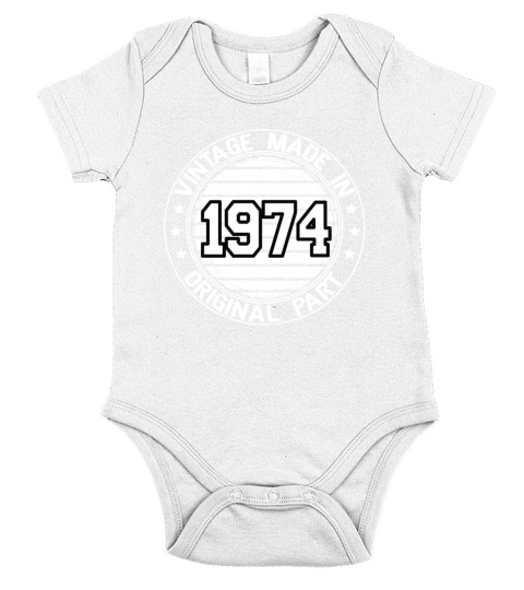 Vintage Made In 1974 Original Part Birthday 1974 Short Sleeve Baby One-Piece