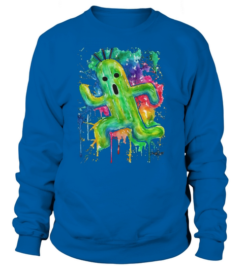 Cute Cactuar Running Watercolor Final fantasy Jonny2may Awesome Sweatshirt Unisex