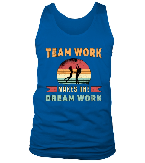Volleyball Team Work Makes Dream Work Beach Retro Tank Top Unisex