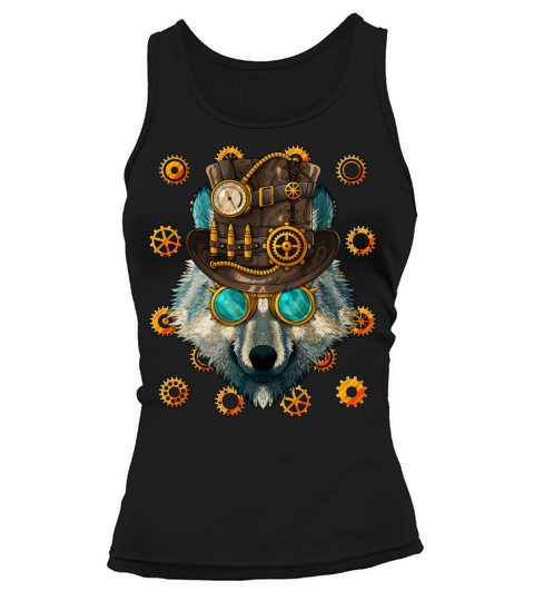Steampunk Wolf Medieval Victorian Steam Powered An Tank top Woman