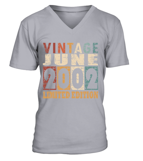 2002 vintage born in June gift V-Neck T-shirt