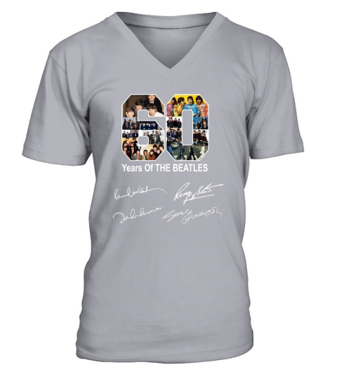 60 years of The Beatles all signature V-Neck T-shirt