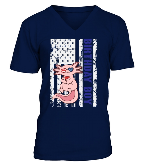 Axolotl America 4th of July Independence Day V-Neck T-shirt