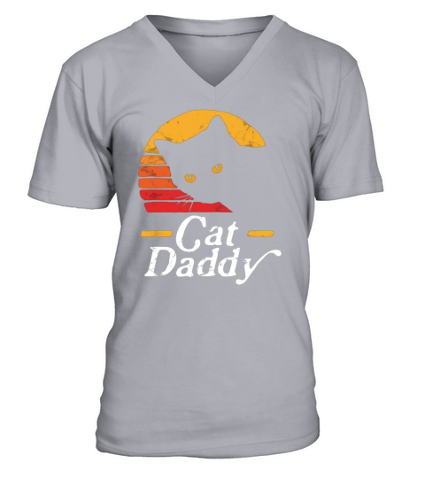 Cat Daddy Retro Vintage Sunset Cat shirt V-Neck T-shirt