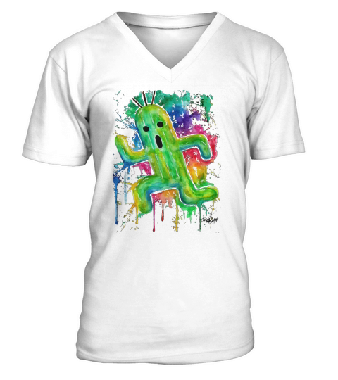 Cute Cactuar Running Watercolor Final fantasy Jonny2may Awesome V-Neck T-shirt