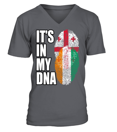 Georgian And Ivorian Mix Heritage DNA Flag V-Neck T-shirt