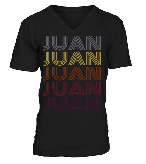 Graphic 365 First Name Juan Retro Pattern Vintage V-Neck T-shirt