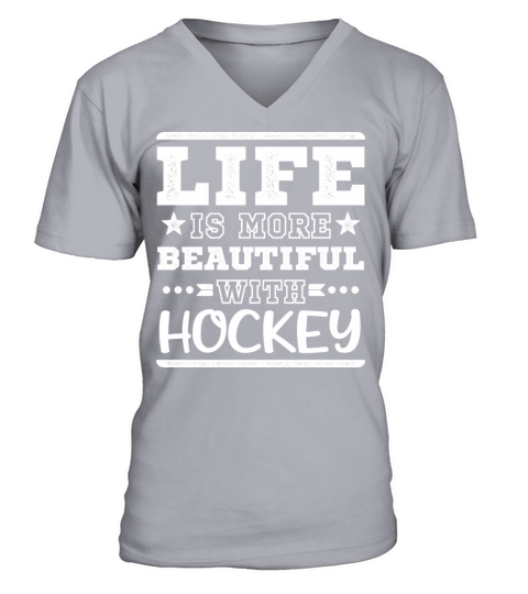 Hockey Is Lucky Word Team Coaches Sayings Funny V-Neck T-shirt