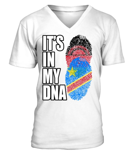 Malawian And Congolese Mix Heritage DNA Flag V-Neck T-shirt