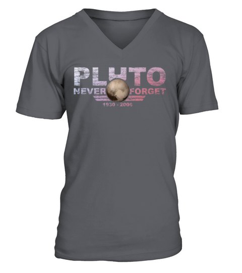 Never Forget Pluto Design Retro Style Funny Space V-Neck T-shirt