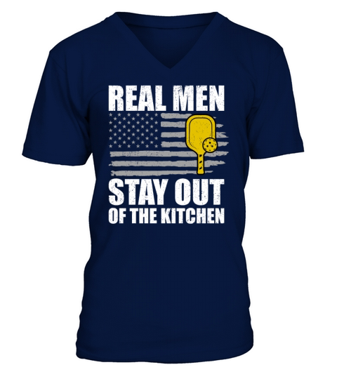Real Men Stay Out Of The Kitchen American Flag V-Neck T-shirt