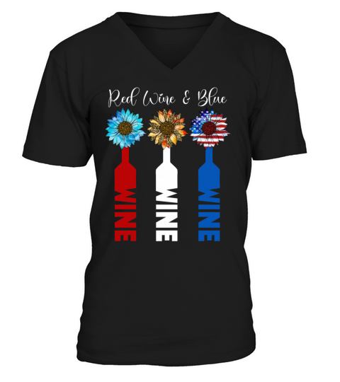 Red Wine Blue 4th Of July V-Neck T-shirt