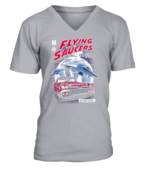 Rock &amp;amp;amp; Roll T Shirts - Vintage Alien Flying Saucers Invaders V-Neck T-shirt