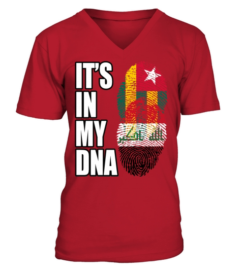 Togolese And Iraqi Mix Heritage DNA Flag V-Neck T-shirt