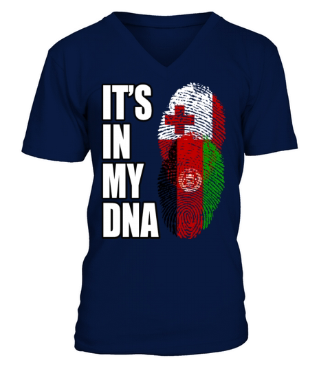 Tongan And Afghanistan Mix Heritage DNA Flag V-Neck T-shirt