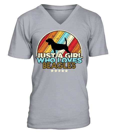 Vintage Beagle Retro Just A Girl Who Loves Beagles V-Neck T-shirt