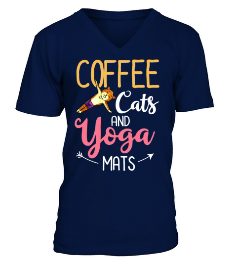 Yoga Cat Beginner Workout Poses Quotes Meditation V-Neck T-shirt