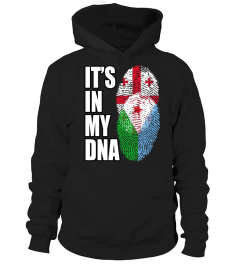 Georgian And Djiboutian Mix Heritage DNA Flag Hoodie Unisex