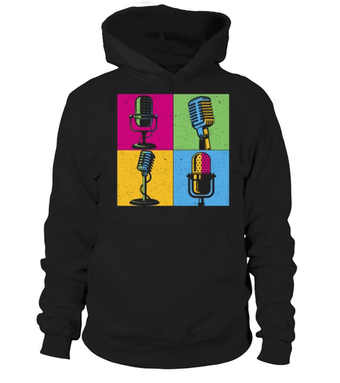 Retro Microphones Vintage Singer Presenter Hoodie Unisex