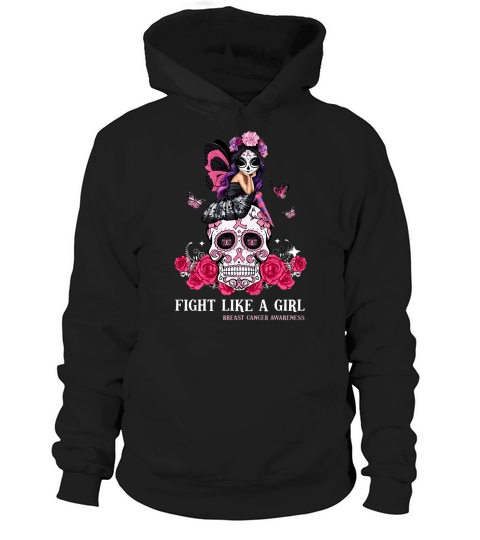 Skull fight like a girl breast cancer awareness Hoodie Unisex