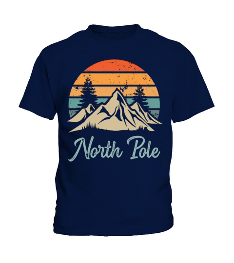 North Pole Retro Vintage Mountain Sunset Outdoors Kids T-Shirt