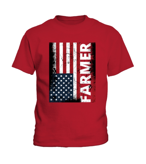 USA Flag Farmer American Farmers Vintage Patriotic Kids T-Shirt
