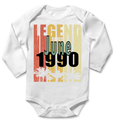 1990 vintage born in June gift Long Sleeve Baby One-Piece