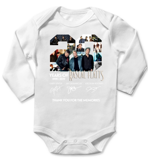 20 Years Of Rascal Flatts 1999 2019 Thank You For The Memories Signatures shirt Long Sleeve Baby One-Piece