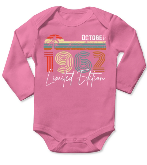 60 Years October 1962 Vintage Limited Edition Long Sleeve Baby One-Piece