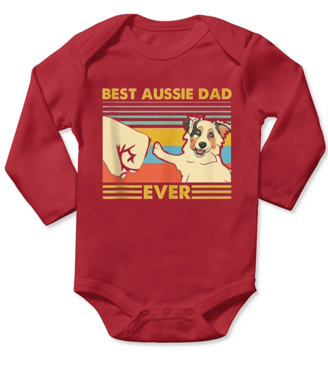 Best Aussie Dad Ever Retro Vintage Sunset Long Sleeve Baby One-Piece