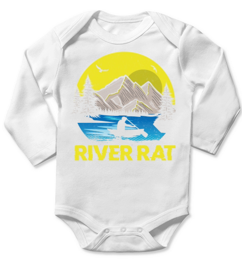 Canoe Canoeing Vintage Retro River Long Sleeve Baby One-Piece
