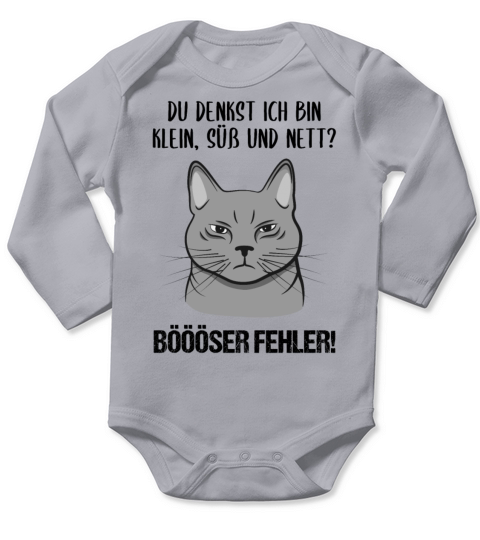Cat Small Sweet Nice Bad Mistake Quote Gift Long Sleeve Baby One-Piece