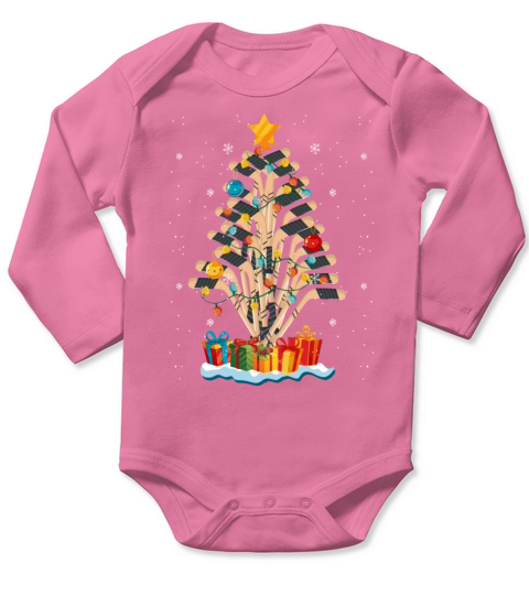Christmas Tree Hockey Sticks Funny Hockey Lovers Long Sleeve Baby One-Piece
