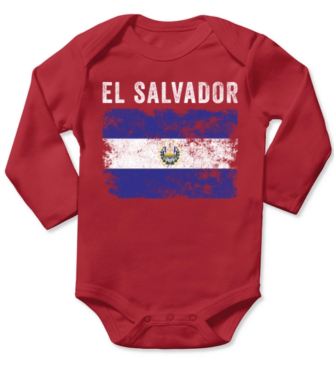 El Salvador Flag Vintage Salvadoran Flag Long Sleeve Baby One-Piece