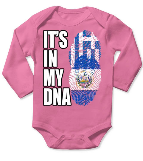 Greek And Salvadoran Mix Heritage DNA Flag Long Sleeve Baby One-Piece