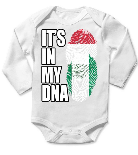 Hungarian And Nigerian Mix Heritage DNA Flag Long Sleeve Baby One-Piece